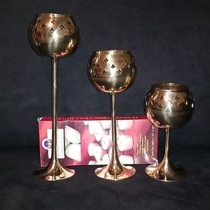 Brass Votive Candles - 3 Pieces